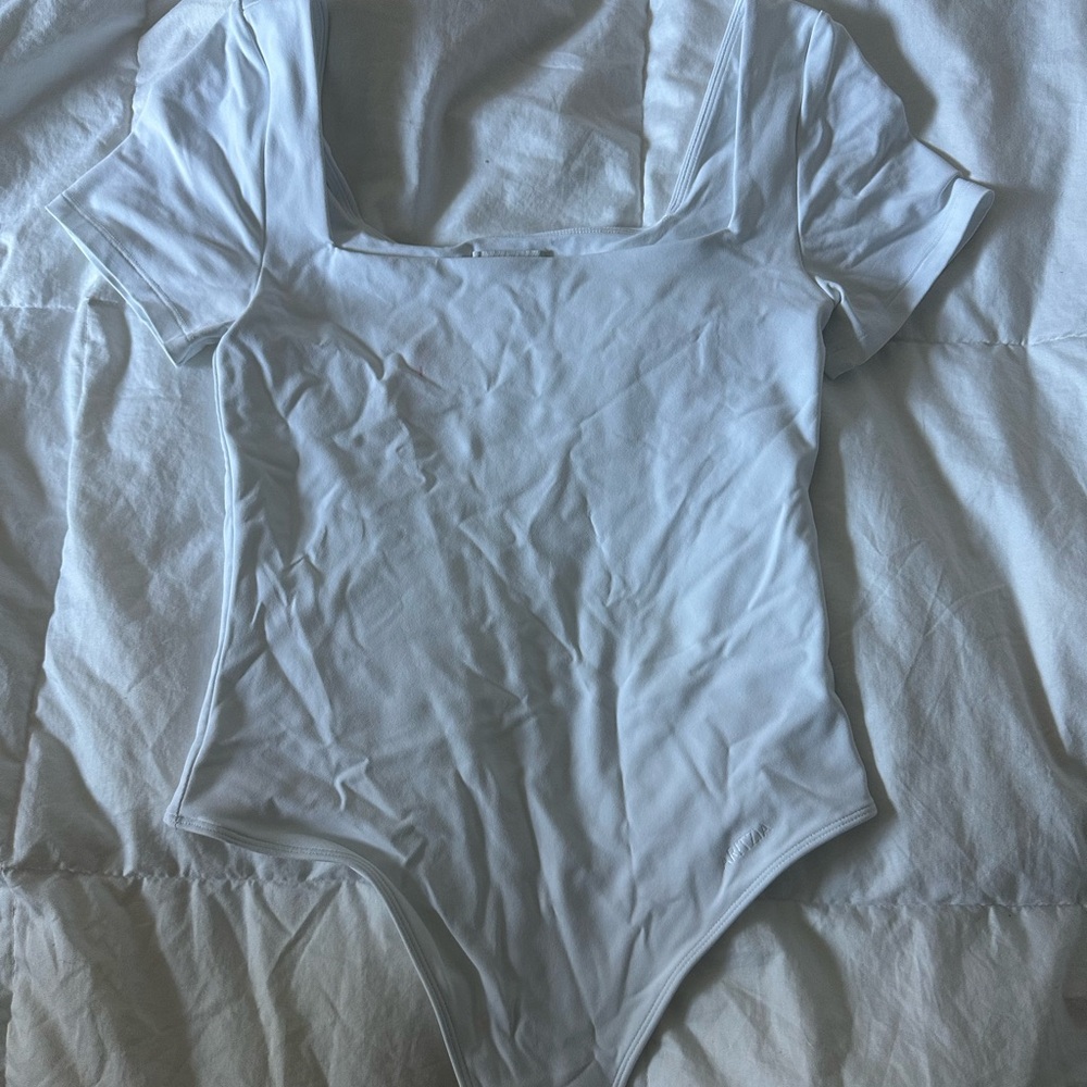 White Square Neck Bodysuit